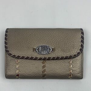 Brighton vintage leather wallet Tan with silver detail Multiple pockets